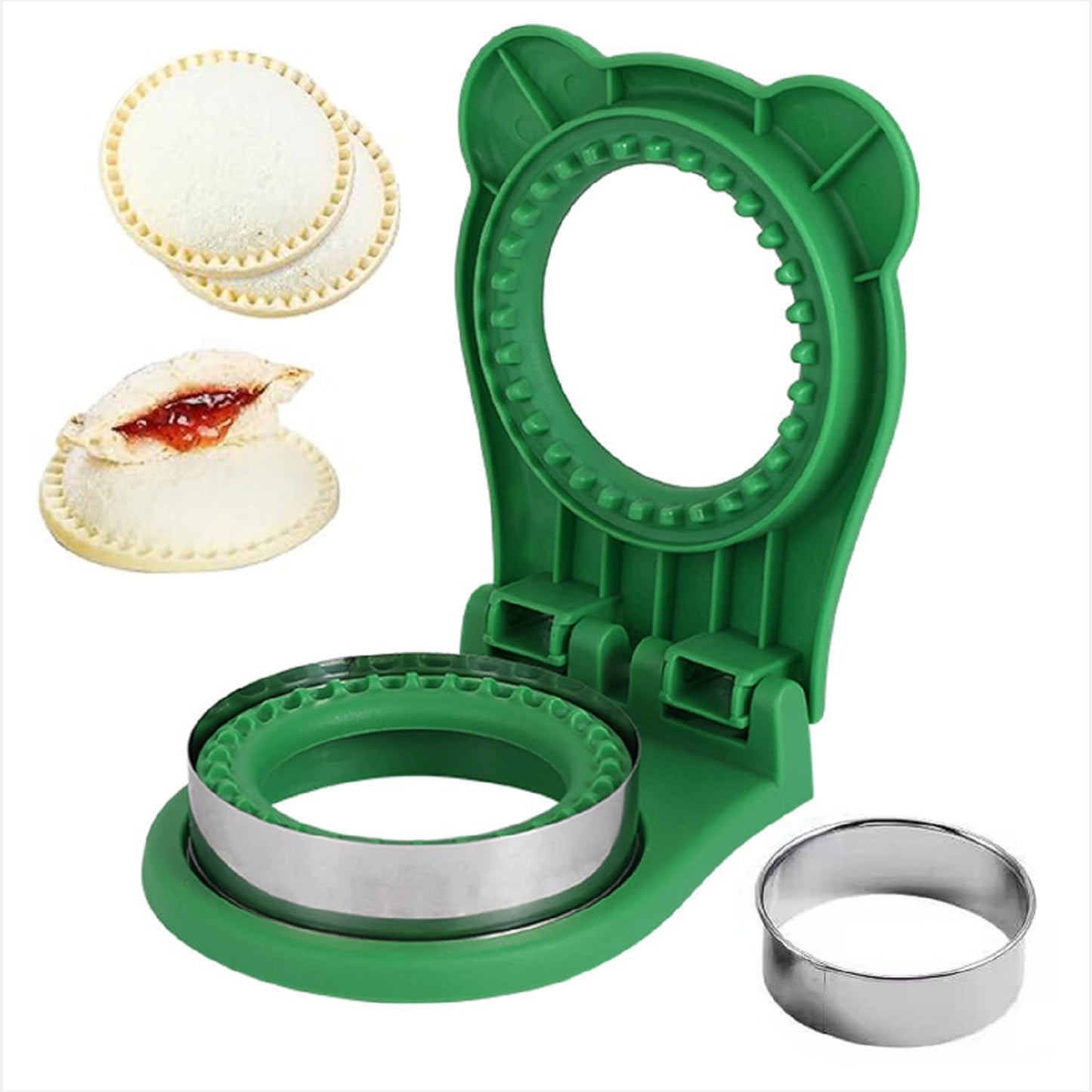 Uncrustable Sandwich Maker - Circle Shape 3.7 Inch Cutter & Sealer for Kids Lunchboxes | Green