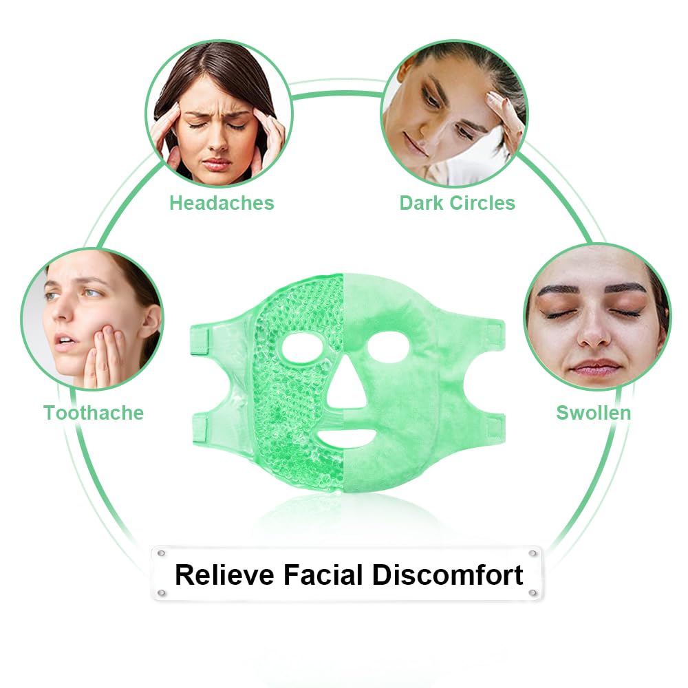 CONBELLA Cold Face Eye Masks Ice Face Mask Hot Cold Compress For Dark Circles, Puffiness, Migraines, Headache, Stress, Redness, Cooling Face Masks For Women Man, Skin Care