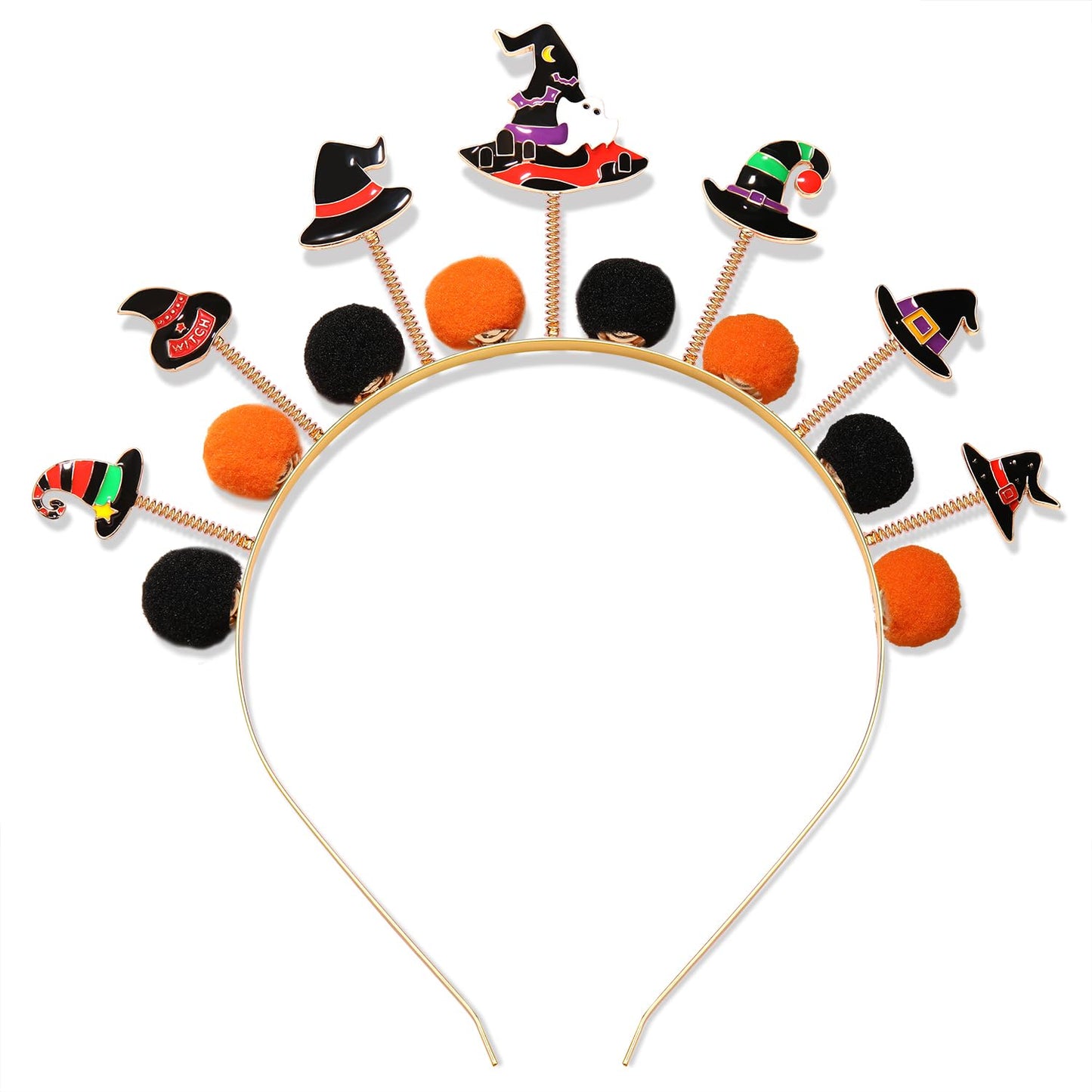 HEIDKRUEGER Halloween Headband Witch Hat Hairbands for Women Black Orange Ball Headband Halloween Holiday Costume Hair Hoop (Witch Hat-Halloween)