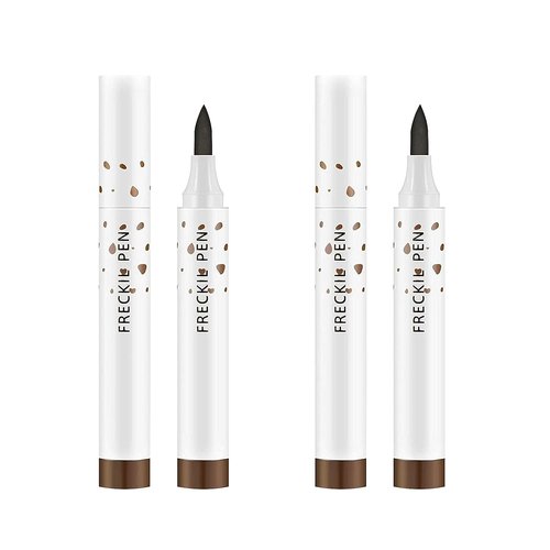LOKFAR Freckle Pen Set - 2 Pcs Natural Lifelike Makeup Tool for Effortless Sunkissed Look | Dark Brown