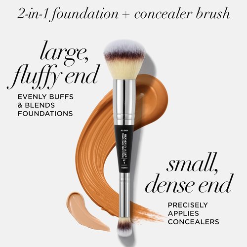 IT Cosmetics CC+ Cream - Full Coverage Foundation with SPF 50+ | Fair Beige - 1.08 fl oz & Brush #7 for Blending