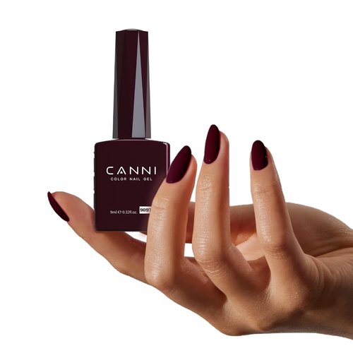 CANNI Dark Red Gel Nail Polish - High Gloss Burgundy Red Color | 1Pc Soak Off UV Gel for DIY Manicure