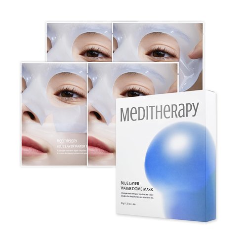 Bluelayer Water Dome Mask - Korean Overnight Collagen Face Mask for Radiant Glass Skin | Moisturizing & Firming with Hyaluronic Acid - 4 Pack