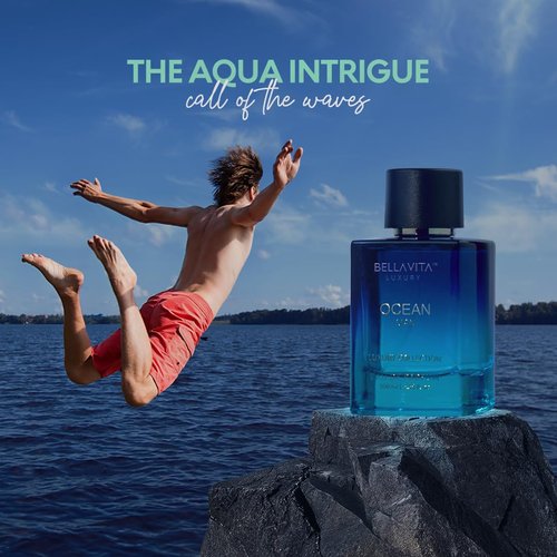 Bellavita Luxury OCEAN Eau de Parfum | 100 ml (3.4 fl.oz.) | Perfume for Men | Fresh, Bergamot, Lily of the Valley, and AMber Notes | Long Lasting Men's Fragrance