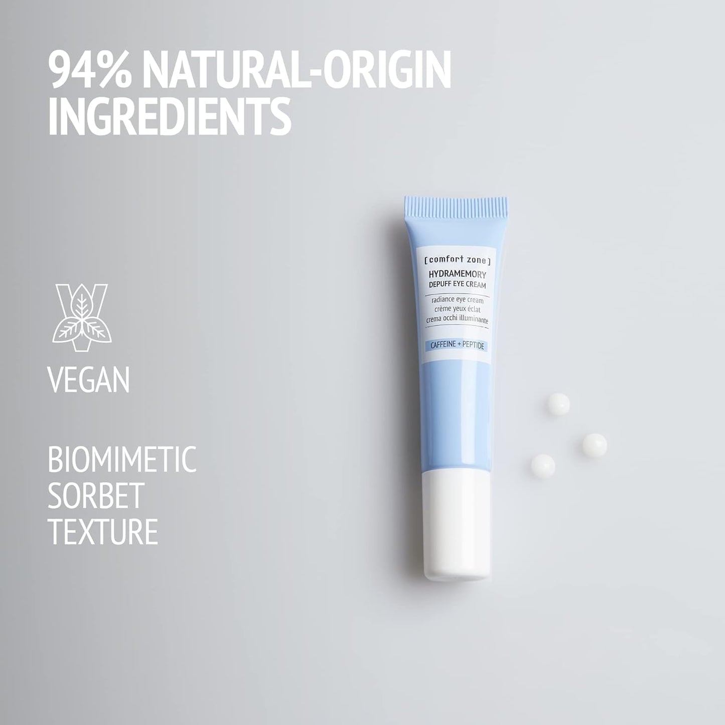 Comfort Zone Hydramemory Eye Cream - Lightweight Depuffing Moisturizer with Caffeine & Peptides, 0.51 Fl Oz
