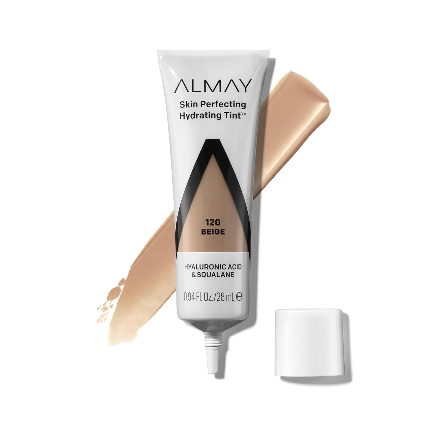 Almay Hydrating Liquid Foundation Tint - Lightweight, Naturally Dewy Finish, Hypoallergenic, 120 Beige, 0.94 fl oz