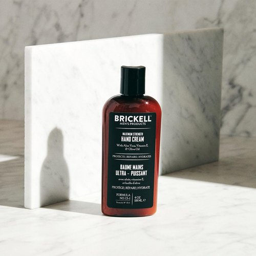 Brickell Men's Hand Cream - Maximum Strength Natural & Organic Lotion with Vitamin E | 4 Oz Unscented