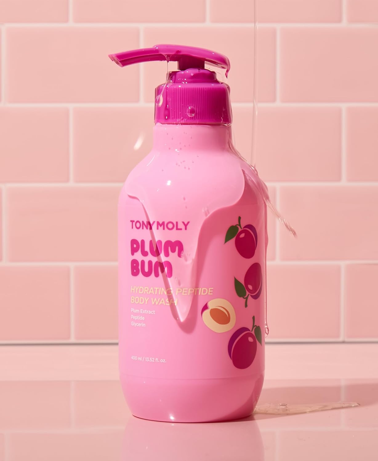 TONYMOLY Plum Bum Body Wash - Hydrating & Nourishing Cleanser with Peptides & Plum Extract | 13.5 fl oz