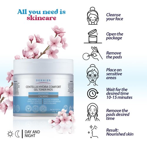 Regine Switzerland Gel Toner Patches - Hydrating Hydrogel Pads with Gotu Kola | Moisturizing & Calming Treatment - 100g, 80 Pads
