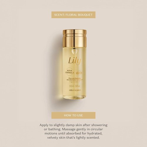Lily Body Oil - Lightweight & Fast Absorbing Moisturizer | 5 Ounce Scented Formula