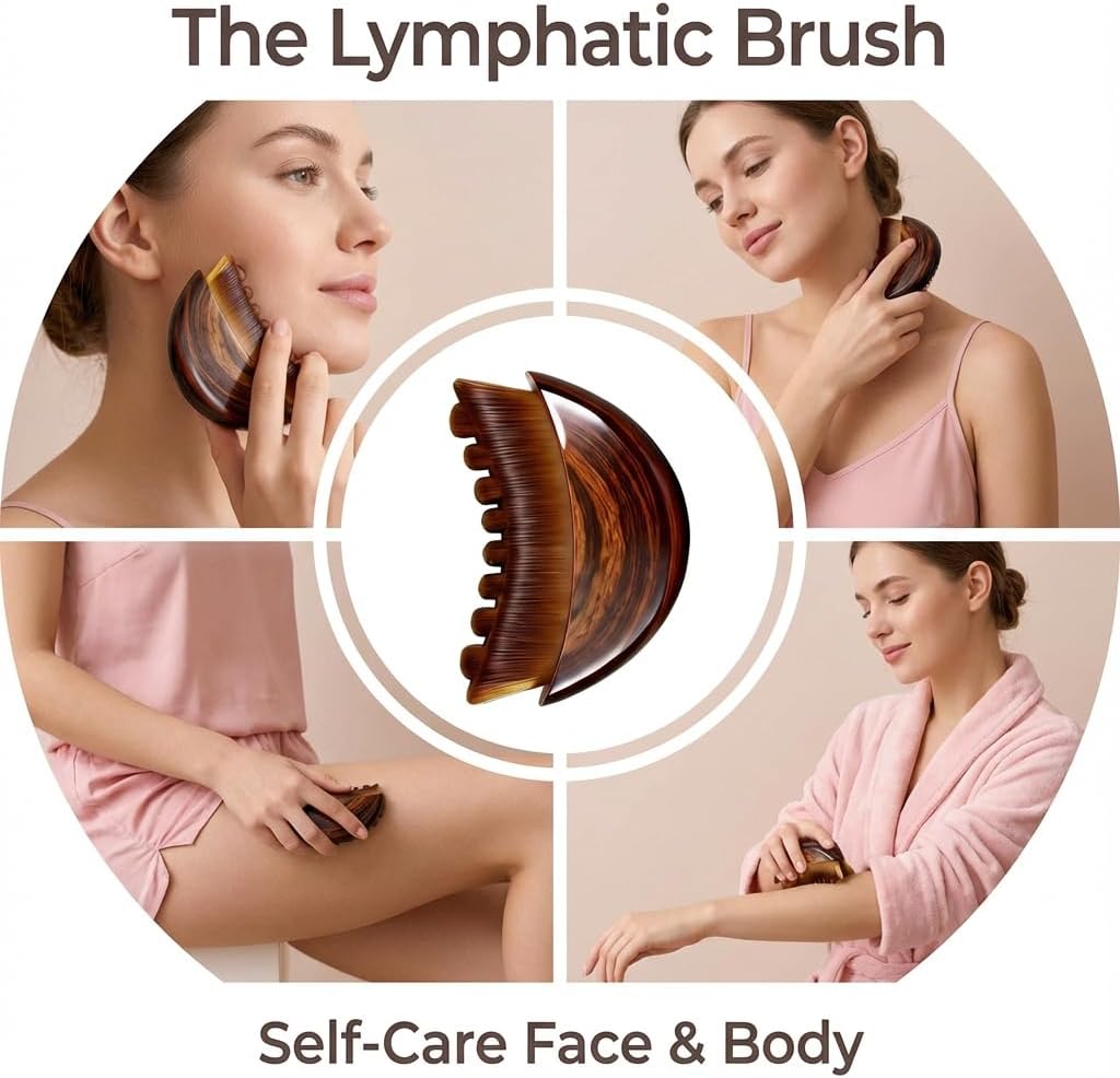 Skiennix Lymphatic Drainage Face Brush - Sculpting Gua Sha Tool for Anti-Puffiness & Skin Glow