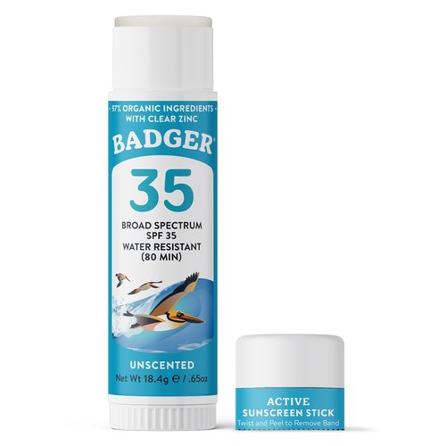 Badger Kids Sunscreen Stick SPF 35 with Mineral Zinc Oxide, Travel Size Sunscreen Stick for Kids