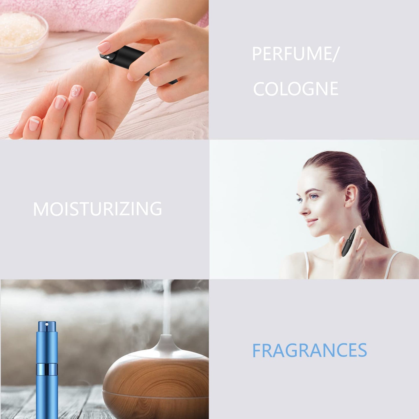 Lil Ray 8ml Portable Mini Perfume Atomizer(7 PCS) Refilable Empty Small Spray Bottle with Lifting Nozzle for Travel, Pocket Cologne Sprayer (7 Colors)