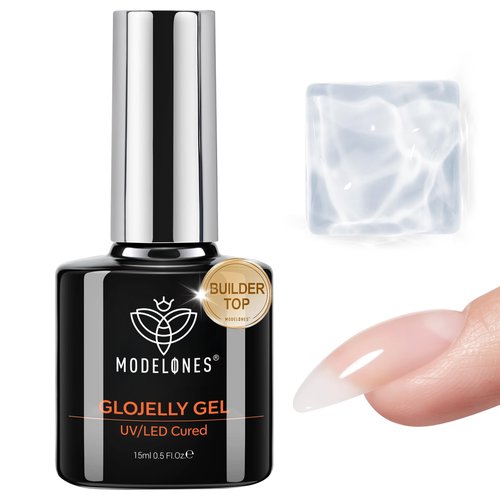 modelones Builder Nail Gel Top Coat 15 ML No Wipe for Cat Eye and Chrome Powder Ultra Gloss Clear Gel Polish Apex Building Nails Strengthener Extension Long Last Soak Off U V Manicure Gift for Women