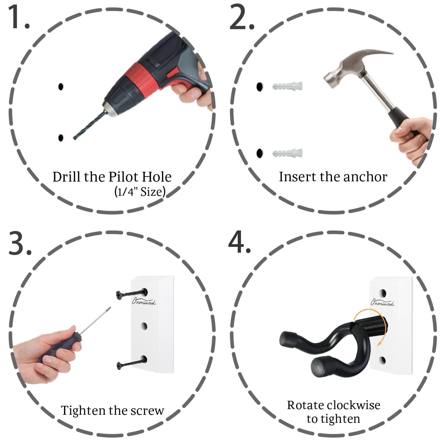 Guitar Wall Mount, Acacia Hardwood Guitar Hanger, U-Shaped Guitar Wall Hanger Mount, Guitar Holder Hook Stand for Acoustic, Electric Guitar, Banjo, Bass, Gift for Guitar Player