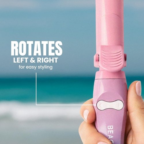 Beachwaver Co. B1.25 Rotating Curling Iron - Pink Sunset | Automatic 1.25-Inch Ceramic Iron for Medium-to-Long Hair | Travel-Friendly, Auto Shut-Off