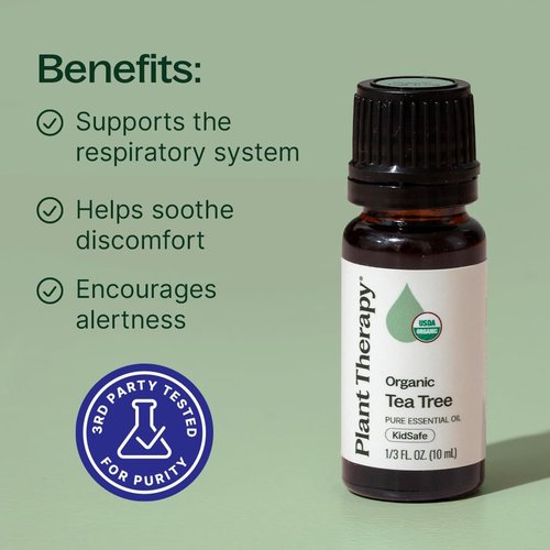 Plant Therapy Organic Tea Tree Oil - 100% Pure, USDA Certified Organic, Therapeutic Grade 10 mL