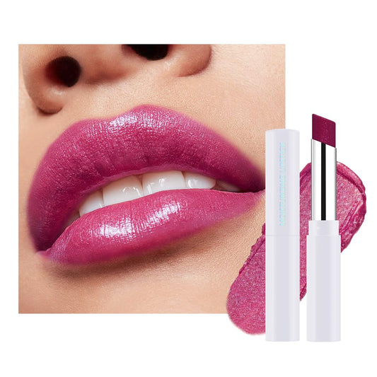 Skiennix Mauve Pink Shimmer Lipstick - Metallic 3D Shine, Lightweight Hydrating Formula, Long-Lasting Waterproof