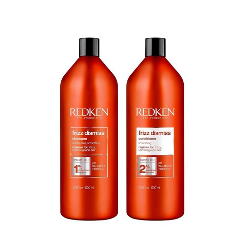Redken Frizz Dismiss Shampoo & Conditioner Set - Smooth Frizzy Hair, Sulfate-Free, 33.8 Fl. Oz (2-Pack)