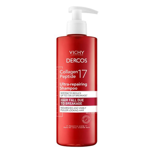 Dercos Collagen Peptide 17 Ultra-Repairing Shampoo - Strengthens Weak Hair, Reduces Breakage & Boosts Volume