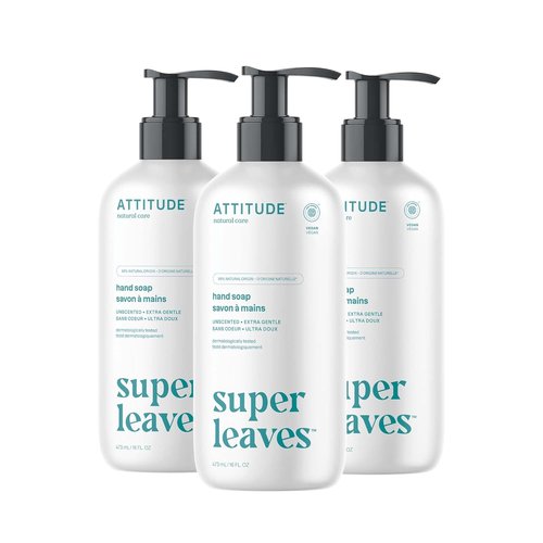 ATTITUDE Liquid Hand Soap - EWG Verified, Plant-Based, Vegan, Unscented | 16 Fl Oz (Pack of 3)