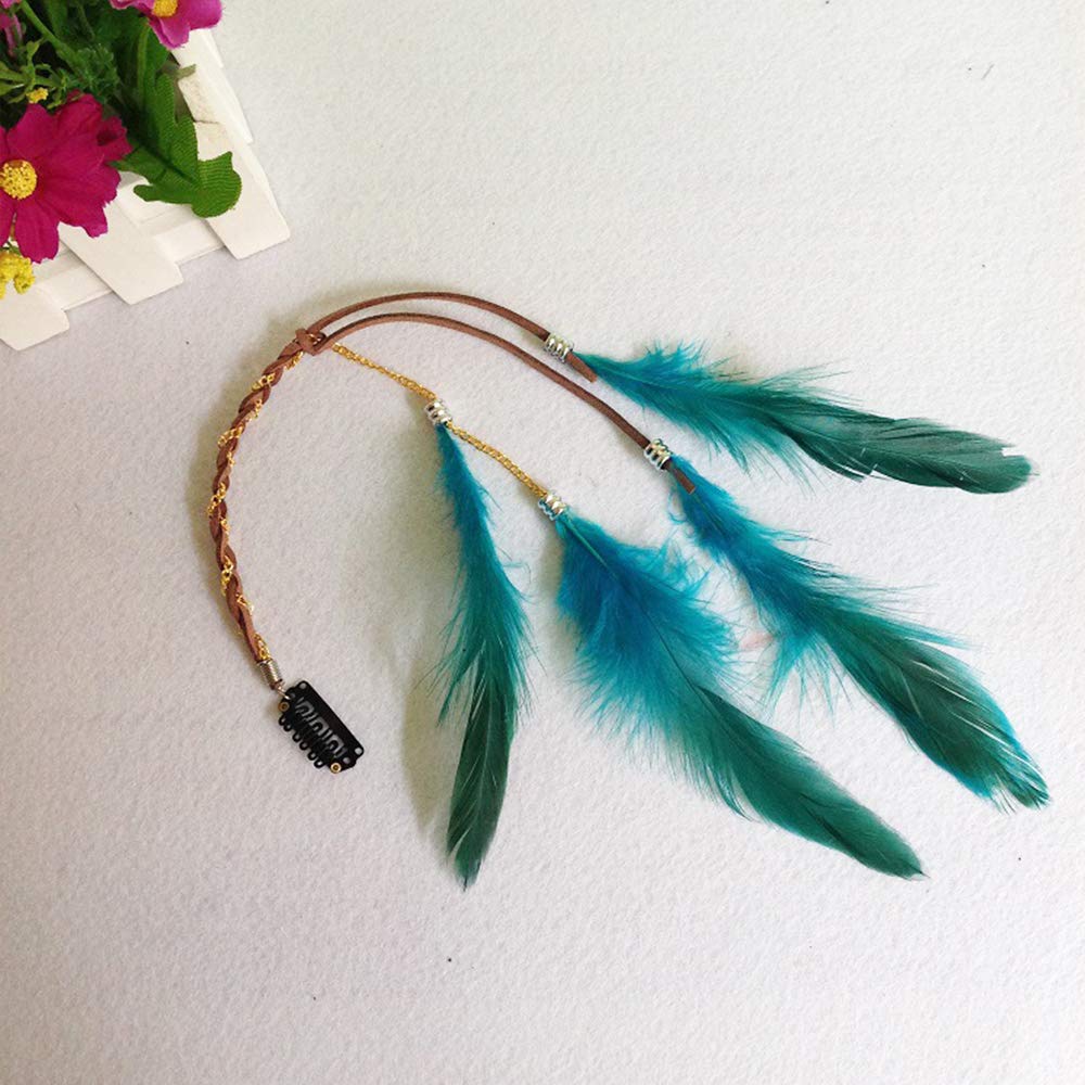 Feather Headband Hippie Indian Boho Hair Hoop Tassel Bohemian Headdress Headwear Headpiece Women Girls Kids Crown Hairband Hair Bands Party Decoration Cosplay Costume Handmade Hair Accessories 6 Pack