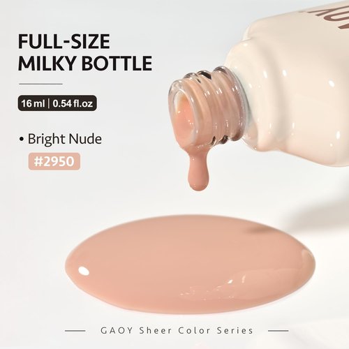 GAOY Nude Jelly Gel Nail Polish, 16ml Sheer Translucent Netural Soak Off Gel Polish, UV Light Cure for Nail Art DIY at Home, 2950 Bright Nude