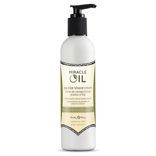 Earthly Body Miracle Oil Shave Cream - Reduces Nicks & Skin Irritation - Tea Tree, Hemp Seed & Argan Oils - 100% Vegan