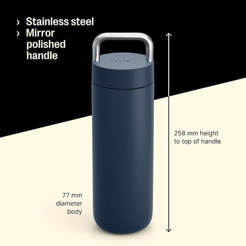 Fellow 20 oz Carter Carry Water Bottle - Vacuum Insulated, Leak-Proof, Dishwasher Safe | Stone Blue