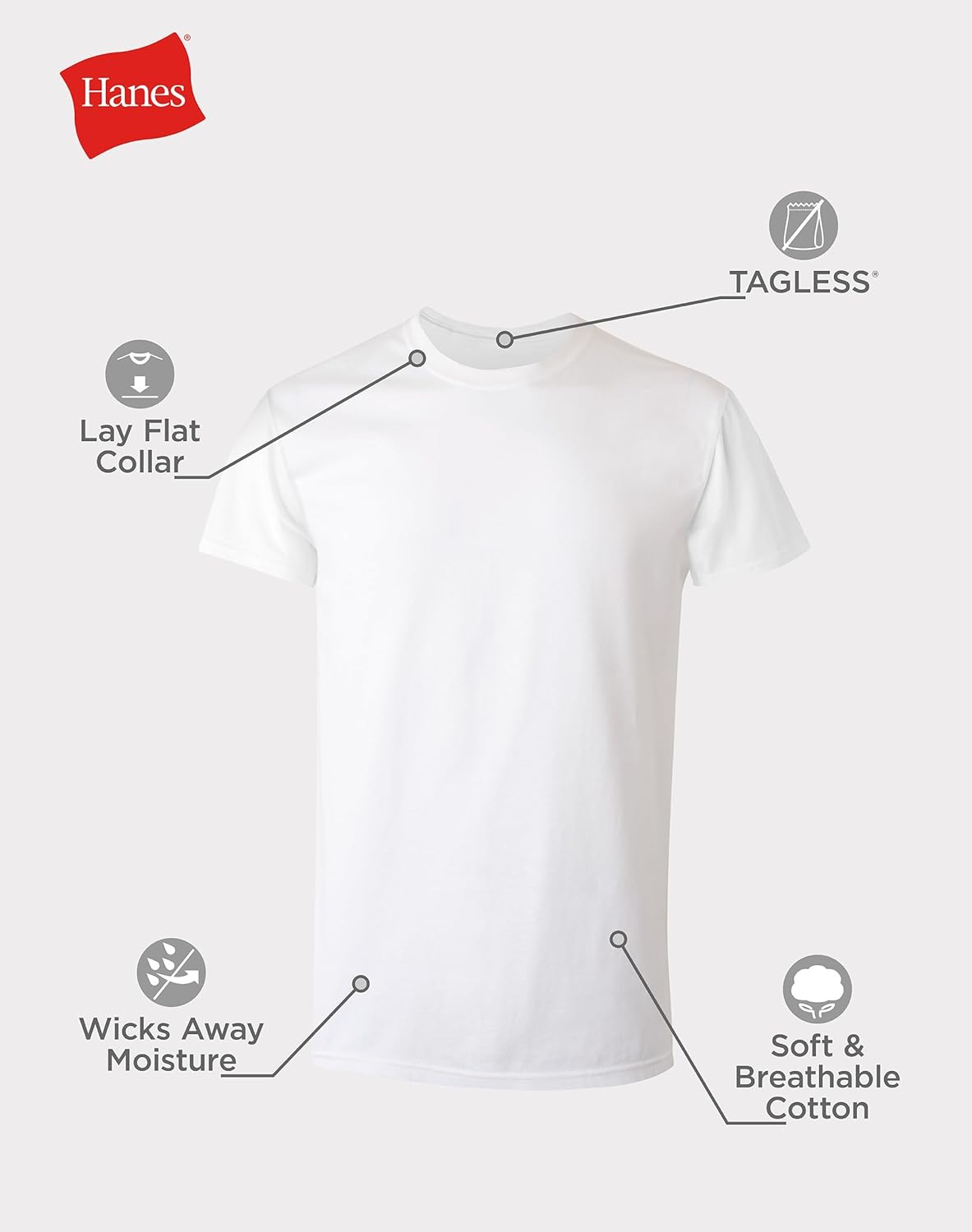 Hanes Men's Undershirts - Stay-Tucked Soft Cotton Comfort - White/Black/Assorted Multipacks