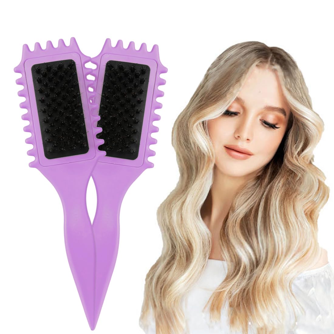 Cosgosr Curl Defining Brush for Curly Hair - Curved Vented Boar Bristle Styling Brush for Women and Men (2Purple)