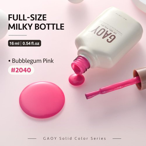 GAOY Pink Gel Nail Polish, 16ml Soak Off Gel Polish, UV Light Cure for Nail Art DIY Manicure at Home, 2040 Bubblegum Pink