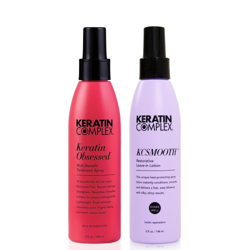 Keratin Complex - Blow Dry Essential Smooth Kit | Keratin Obsessed & KCSMOOTH Lotion, 5 fl oz Each