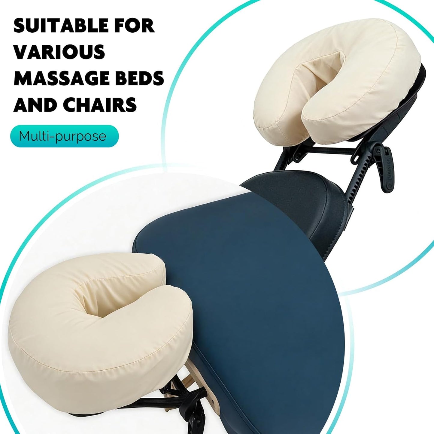 SINLAND Reusable Microfiber Face Cradle Covers - Extra Soft & Heavy Fitted Massage Table Cozies