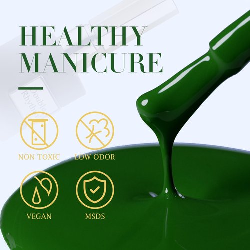 Double Rhythm 15ML Gel Nail Polish Pure Sheer Same Color Same Bottle Soak Off Gel Polish Art Manicure Salon DIY at Home for Women (Dark Green-A1287)