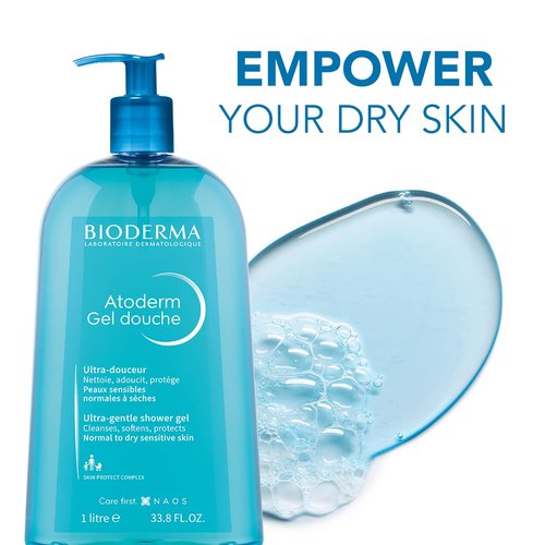 Bioderma Atoderm Hydrating Shower Gel - Moisturizing Face & Body Cleanser for Sensitive Skin