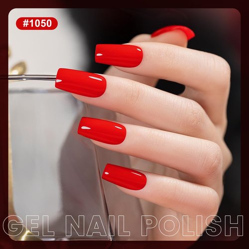 RARJSM Red Gel Nail Polish Set - Bright Red Air Dry Lacquer & Opaque Gel Polish | 15ml for DIY Nail Art