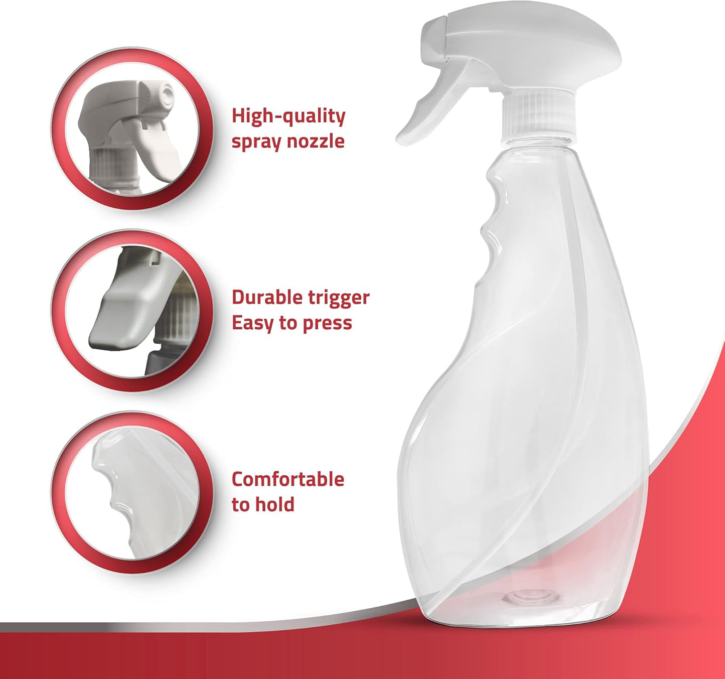 SPRAYZ 17oz Spray Bottles - Durable Trigger Sprayer for Cleaning, Gardening & Hair | Clear Plastic, Refillable