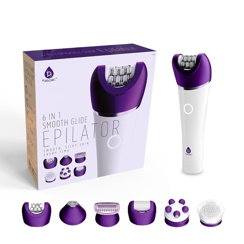 Pursonic 6-in-1 Epilator for Women - Wet & Dry Hair Removal Device with LED Light & Callus Remover