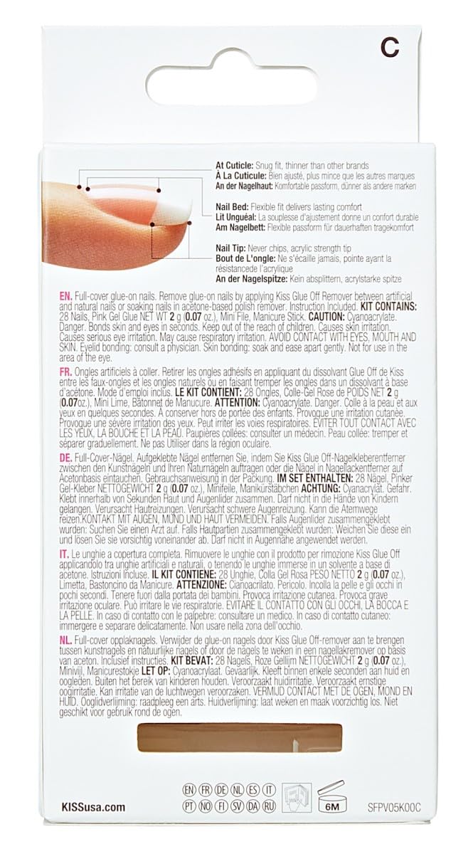 Kiss Salon Acrylic French 28 Count Petite Length Nude (Pack of 3)