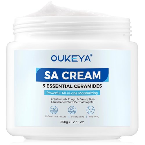 OUKEYA SA Cream - Exfoliating Moisturizing Body Lotion for Rough, Bumpy Skin - 12.35 oz with Ceramides & Salicylic Acid