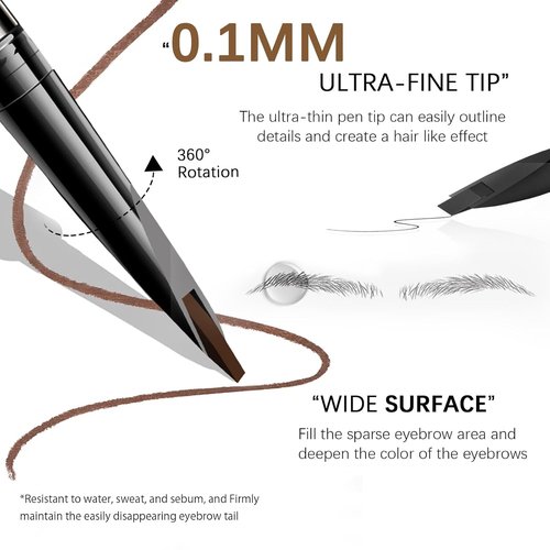 MAVENI Browcharm Microblading Eyebrow Pencil - Ultra-Fine 0.1mm Waterproof Definer | 01 Black