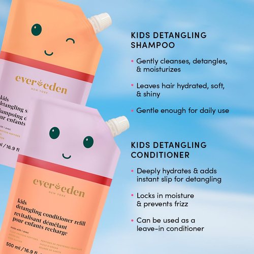 Evereden Kids Shampoo Refill - 16.9 fl oz | Gentle, Non-Toxic Detangling Formula for Kids' Haircare