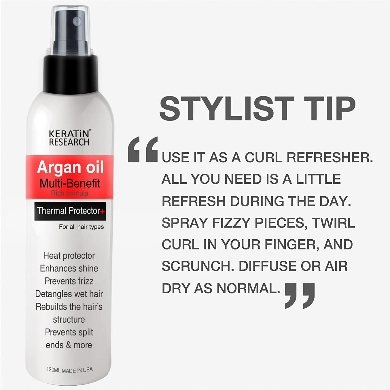Skiennix Thermal Hair Protector Spray - Enhances Shine, Eliminates Frizz & Detangles | Heat Activated Formula