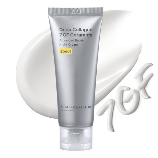 SUNGBOON EDITOR Deep Collagen 7GF Korean Night Cream for Face and Neck | Advanced Skincare Formula & Nighttime Moisturizer | 5 Ceramides & Retinol | Firm-Looking/Barrier-Supporting, 1.69oz