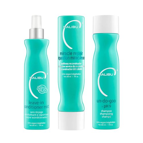 Malibu C Leave-In Conditioner Mist - Thermal & UV Protection + Miracle Repair for Damaged Hair (9 oz)