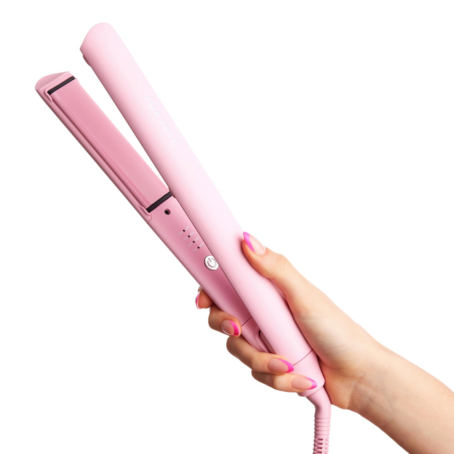 FoxyBae Hair Straightener, 1" Sleek & Slay Ceramic Flat Iron Hair Straightener - Dual Voltage Portable 2 in 1 Hair Curler & Straightener for Frizz Free, Shinier & Smoother Hair [Party-Pink]
