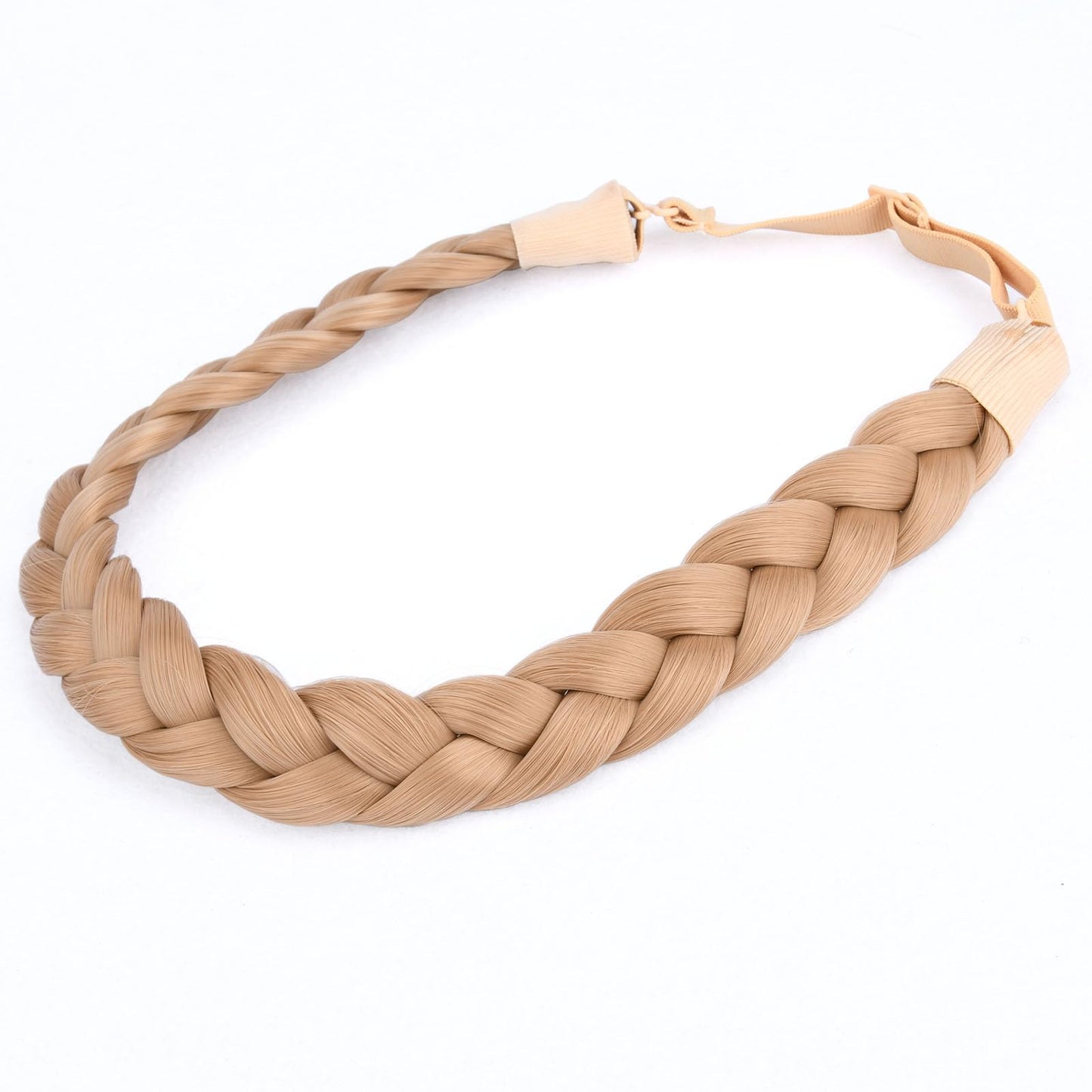 DIGUAN Synthetic Hair Braided Headband Classic Chunky Wide Plaited Braids Elastic Stretch Hairpiece Women Girl Beauty accessory, 55g aHairBeauty (Champagne)