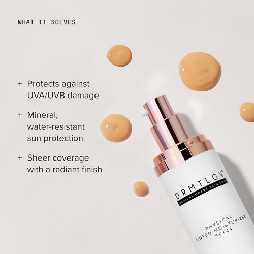 DRMTLGY Tinted Moisturizer SPF 44 - Universal Tint Mineral Sunscreen & Foundation, 2.05 oz