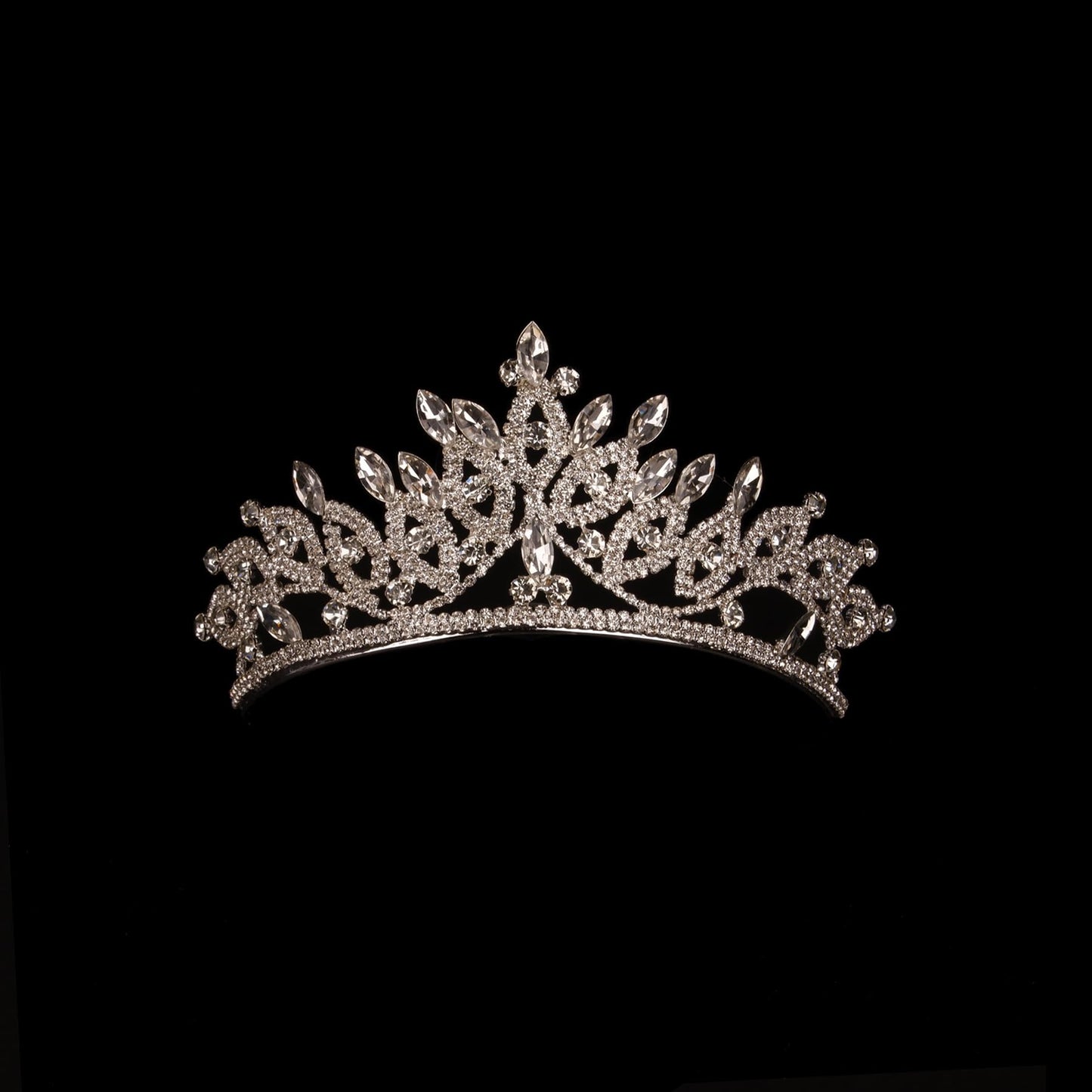 LIMELIA Women's Tiara, Crown for Henna Wedding Party | Glitter Hair Accessories for Bridal Birthday Halloween Costume Christmas Party, Princess Crowns Floral Pattern | Crystal Stone - Silver